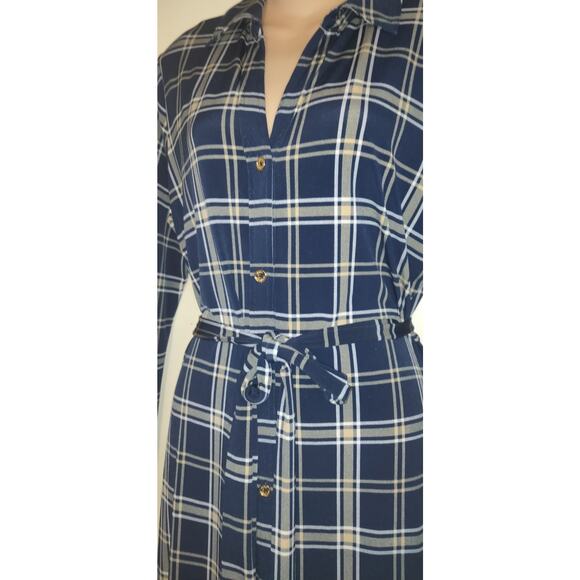 Michael Kors Plaid Dress Womens Medium Blue Tan Preppy Academia School Girl - Picture 5 of 16